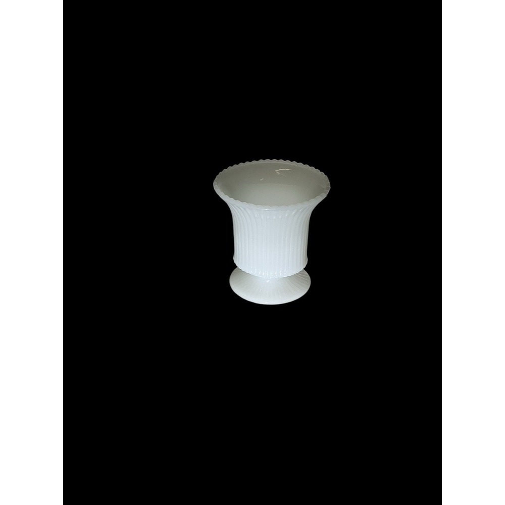 Vintage EO Brody Co Milk Glass Pedestal oval Vase Bowl Cleveland Ohio U.S.A   5"
